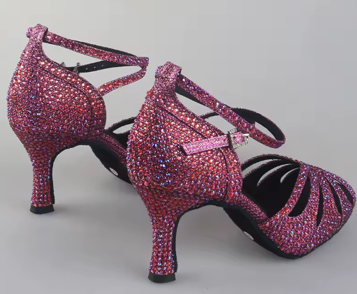 Pink Rhinestone Latin Dance Shoes