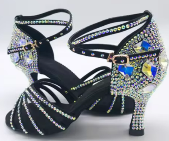 Rhinestone Latin Dance Shoes 8.5 cm heel 5.5 and 7.5