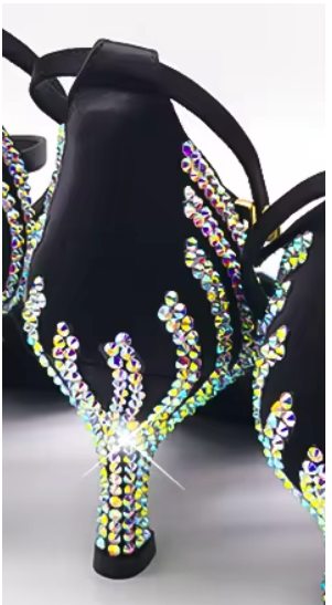 Black Rhinestone High Heel Shoes Designer Joanna Gain