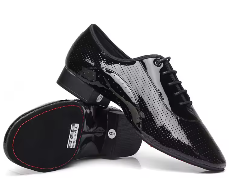 Men's shiny Italian leather modern Square dance shoes Indoor