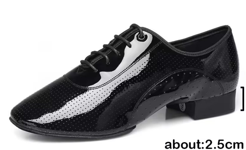  Men's shiny Italian leather modern Square dance shoes Indoor