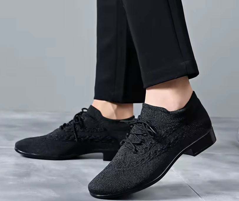 DANCESALSA Shoes Men Latin Dance Shoes Genuine Leather Soft Sole Men's Tango Ballroom Modern Dancing Shoes Sneakers