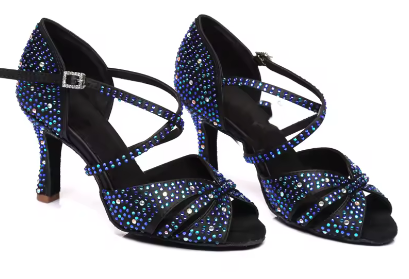 Black Rhinestone Latin Dance Shoes