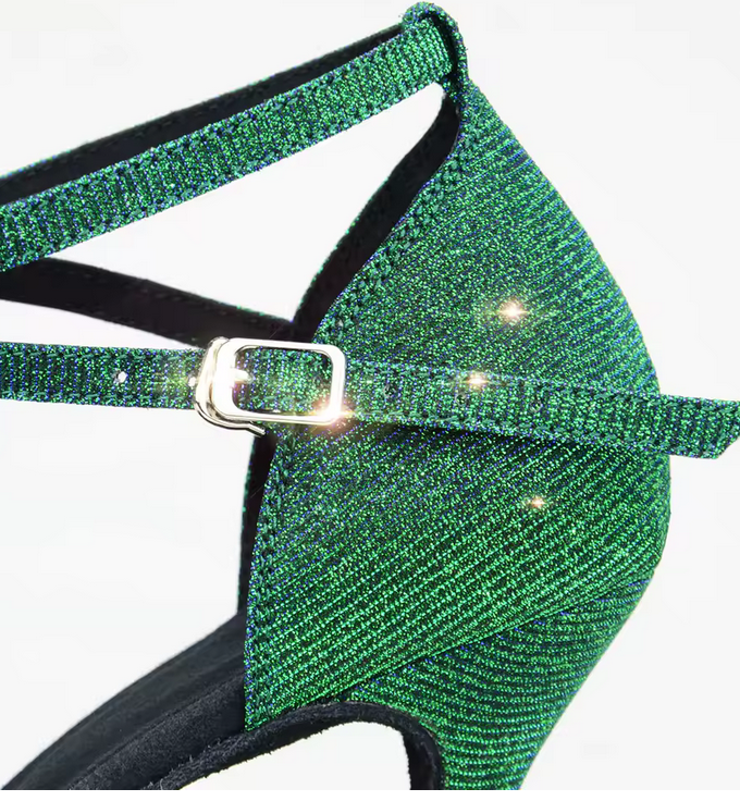 Green Glitter Strappy Dance Heels