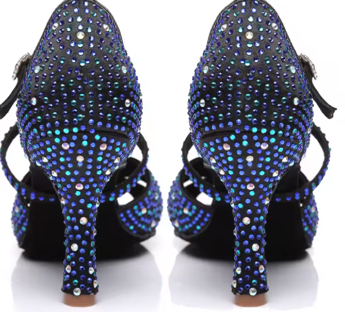 Black Rhinestone Latin Dance Shoes