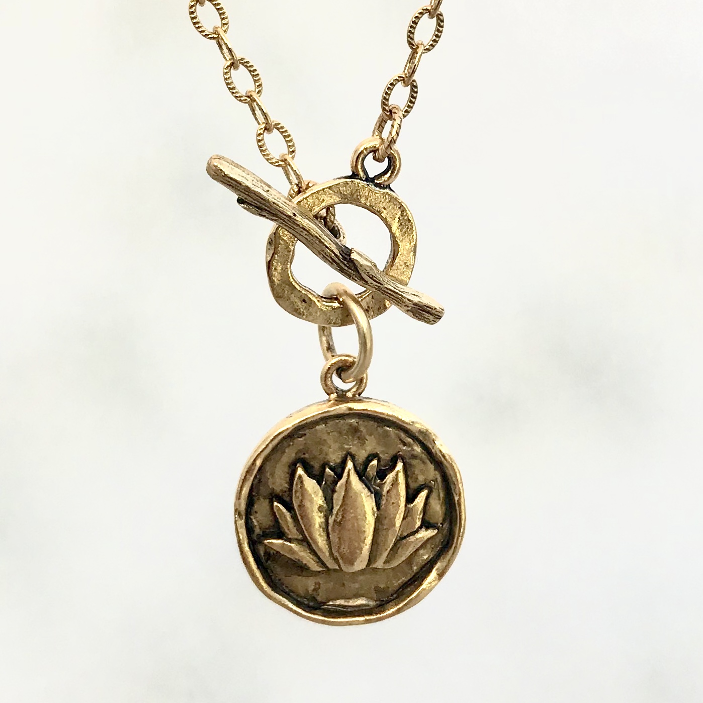 Gold Lotus Pendant Necklace