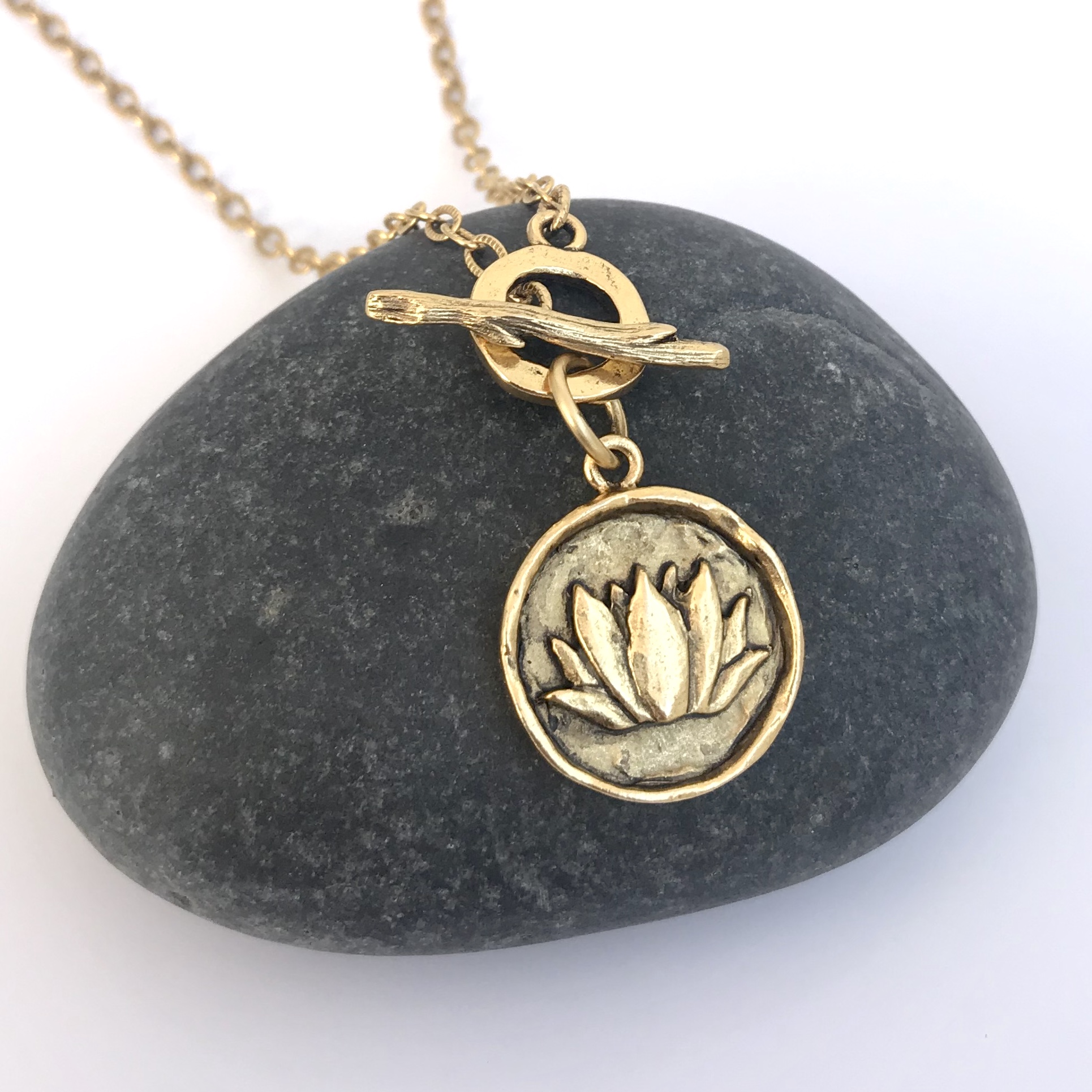 Gold Lotus Pendant Necklace
