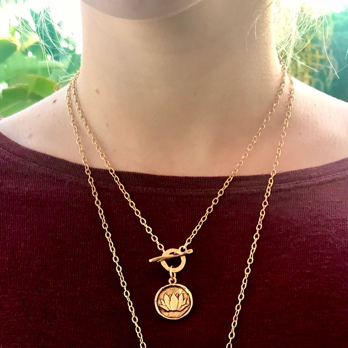 Gold Lotus Pendant Necklace