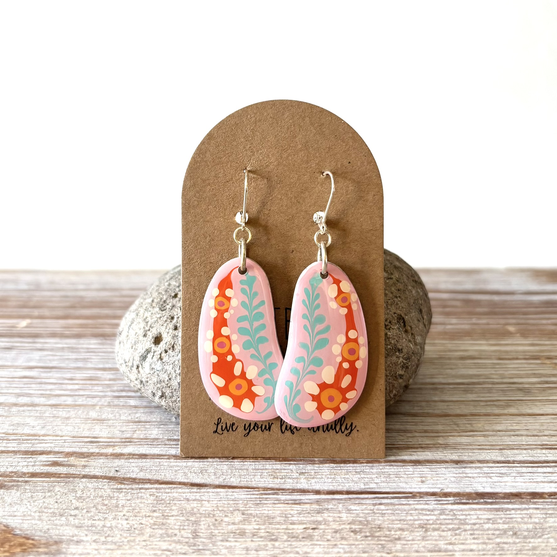 Hand Painted Floral Dangle Earrings