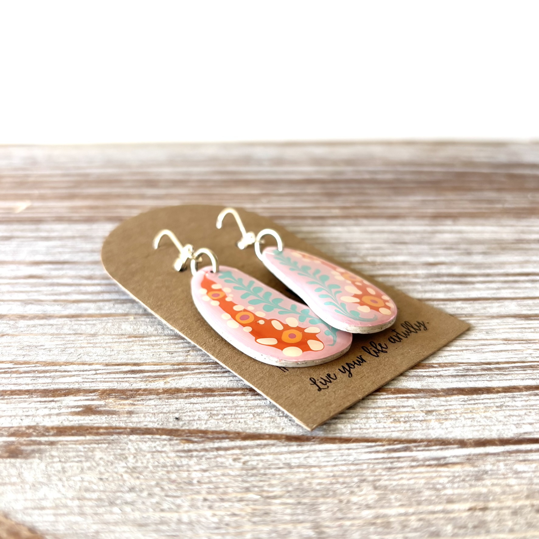 Hand Painted Floral Dangle Earrings