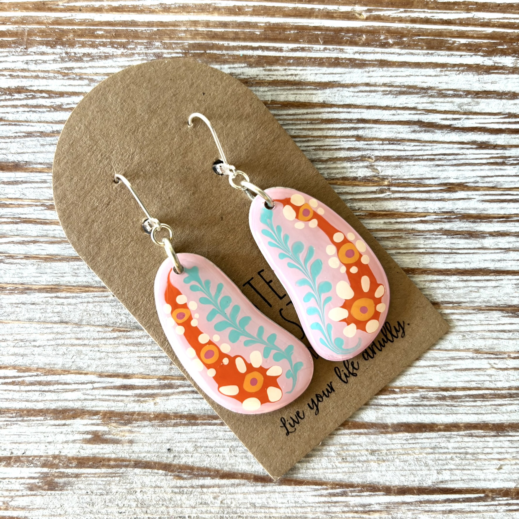 Hand Painted Floral Dangle Earrings