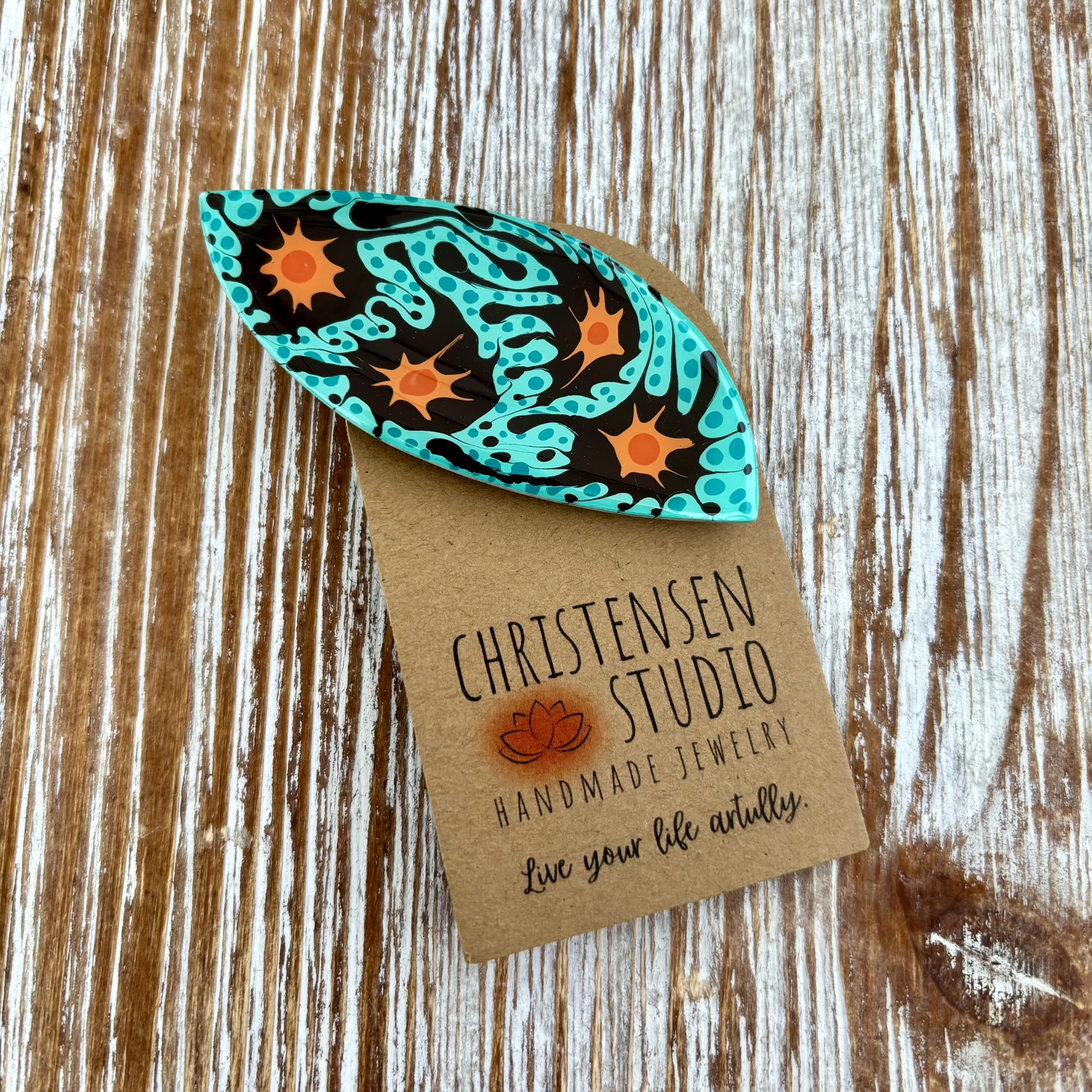 Hand-Painted Polymer Clay Hair Clip