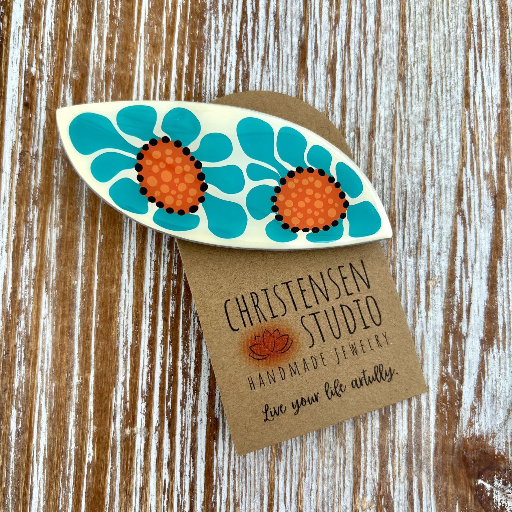 Hand-Painted Polymer Clay Hair Clip