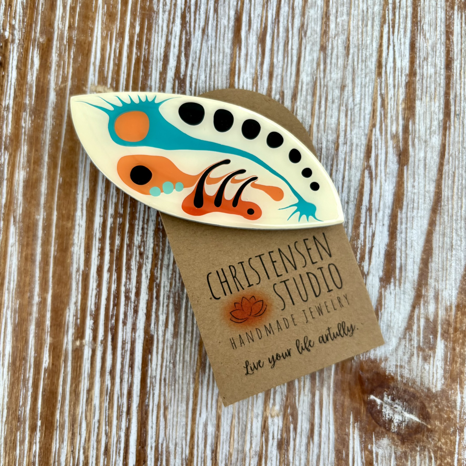 Hand-Painted Polymer Clay Hair Clip