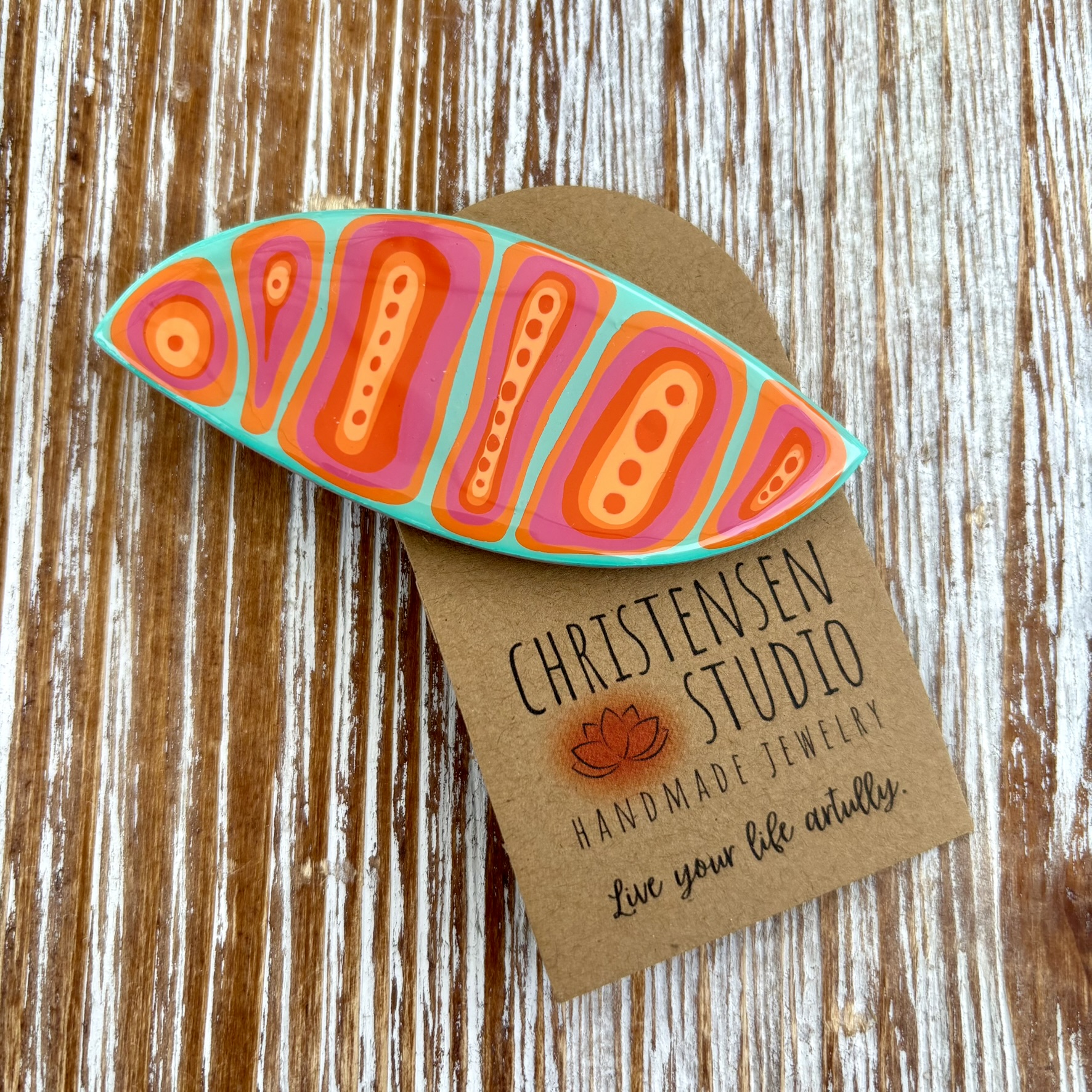 Hand-Painted Polymer Clay Hair Clip