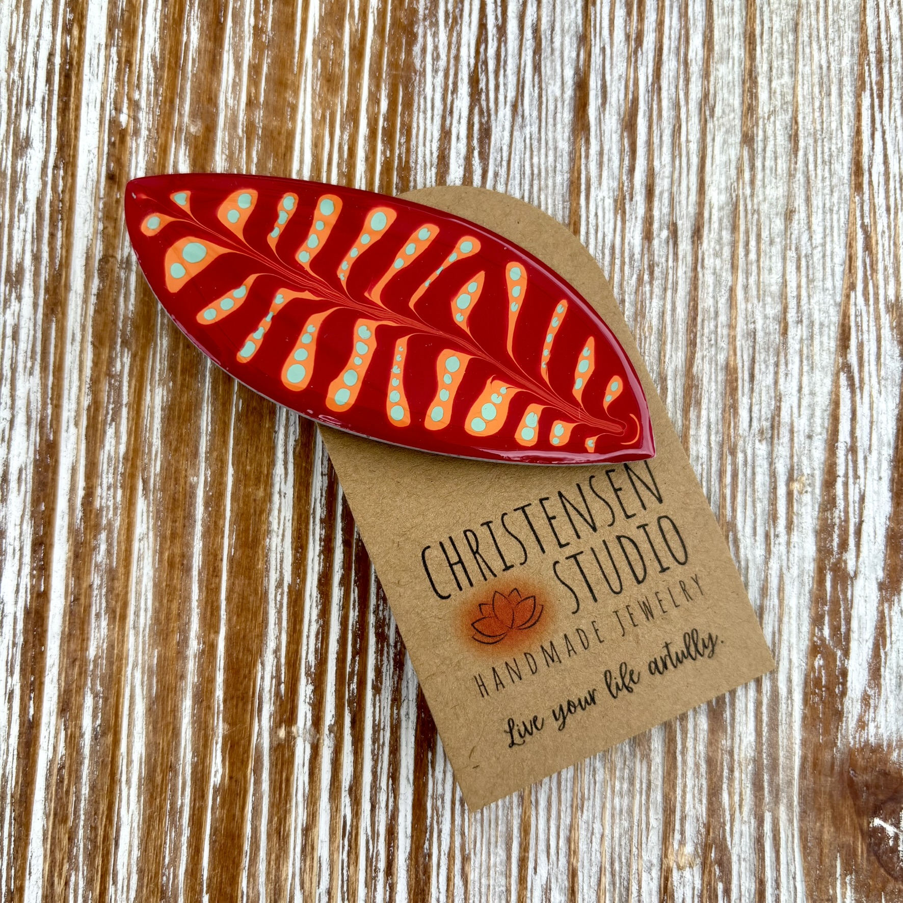 Hand-Painted Polymer Clay Hair Clip