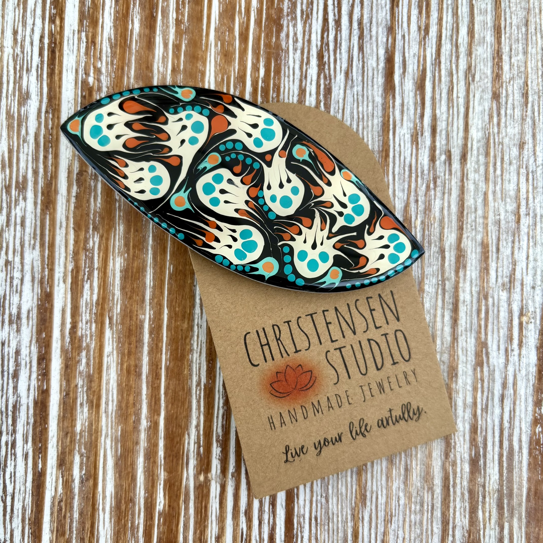 Hand-Painted Polymer Clay Hair Clip