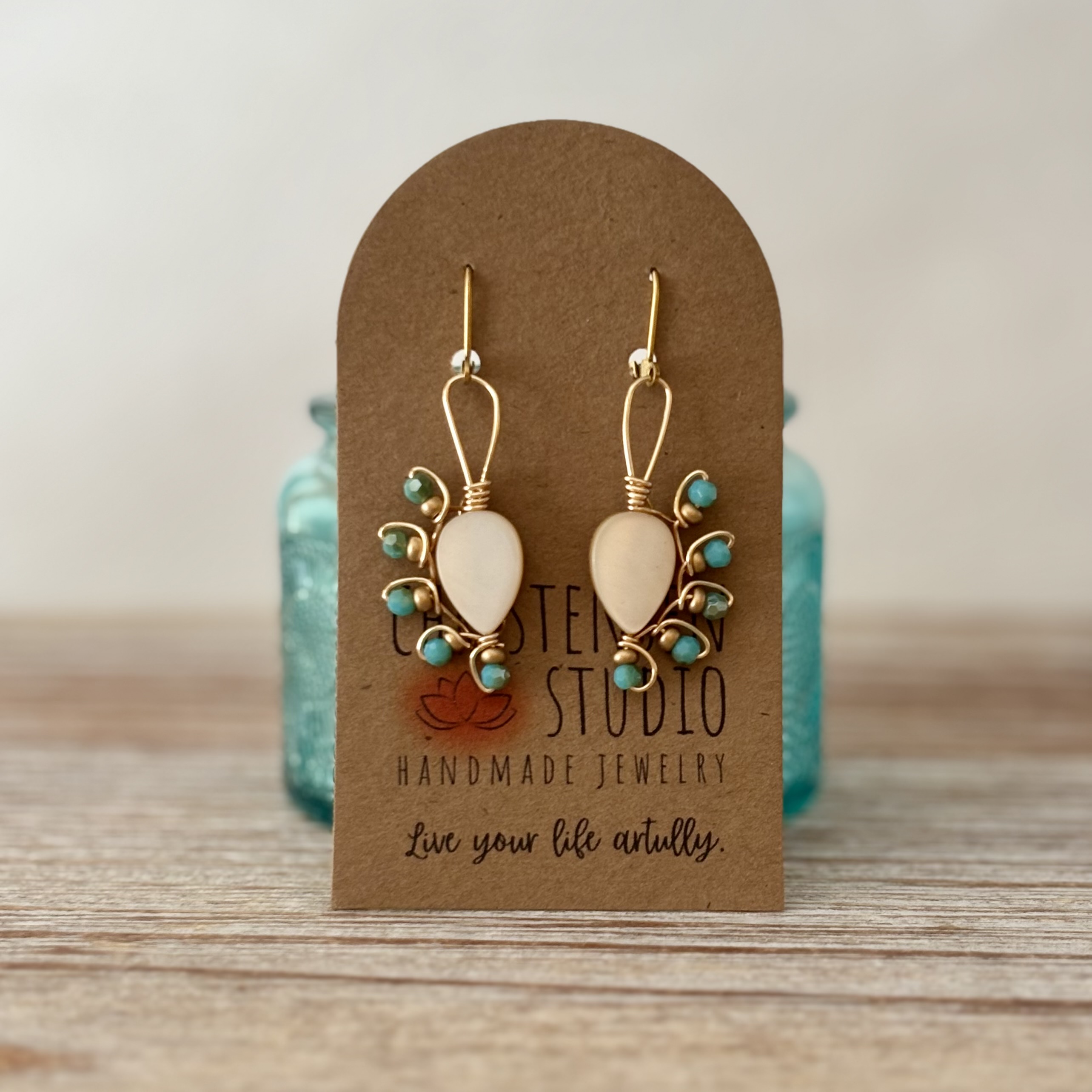 Handwrapped Wire and Bead Earrings