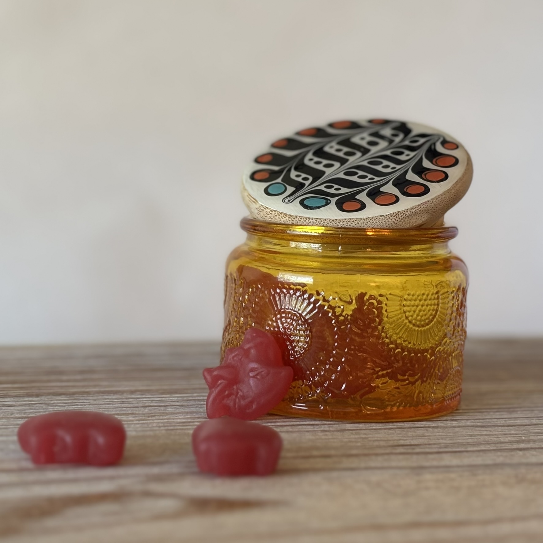 Handpainted Secret Stash Jar - Tribal Drum Pattern