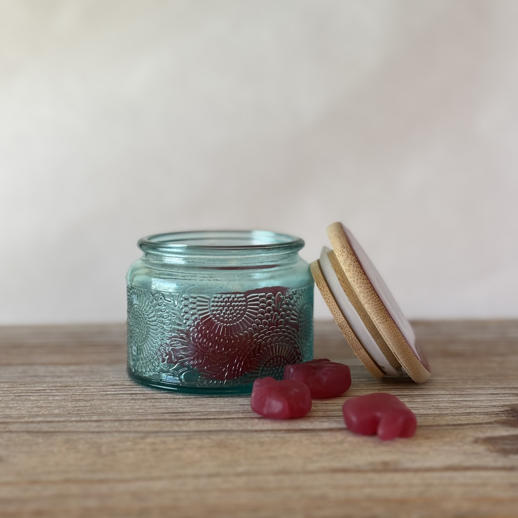Handpainted Secret Stash Jar - Red with Native Leaf Pattern