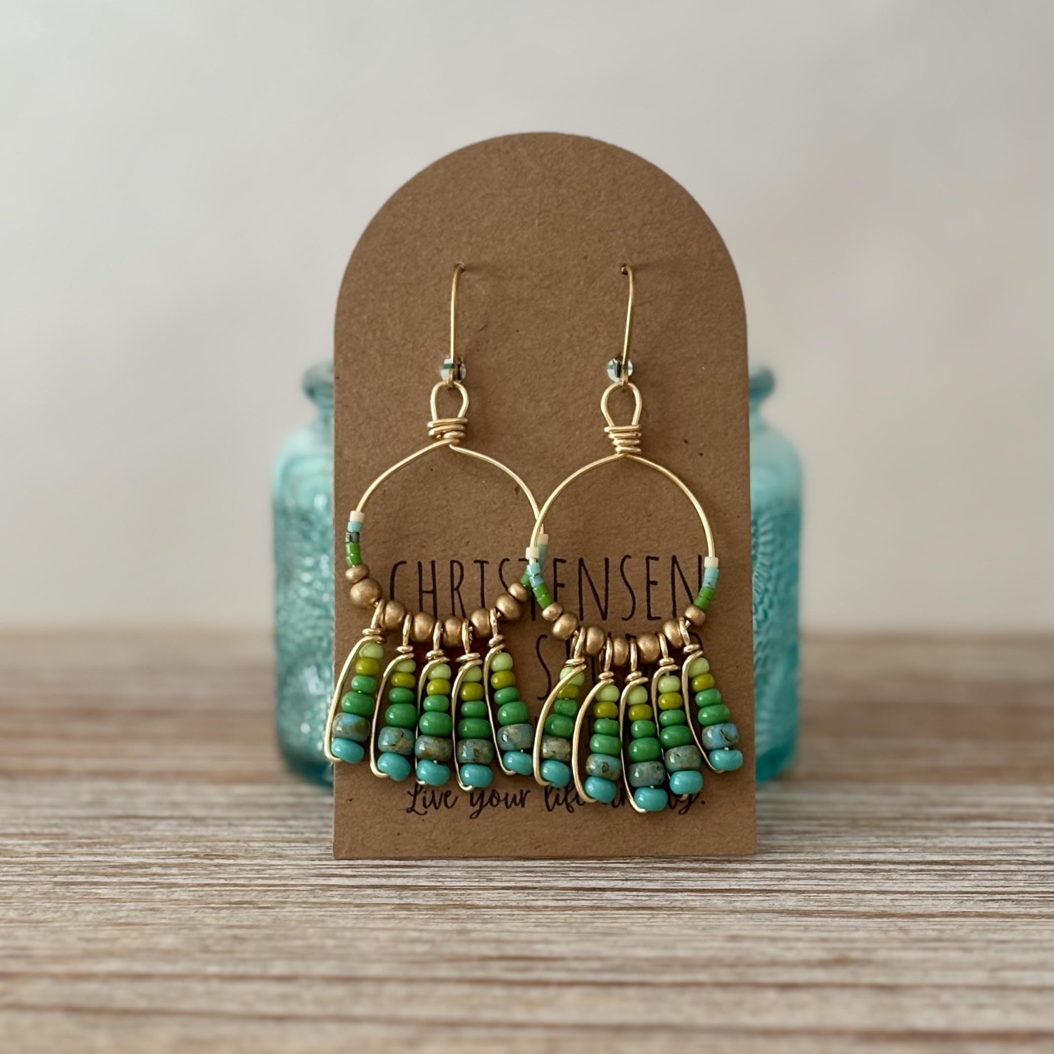 Handwrapped Wire and Bead Earrings