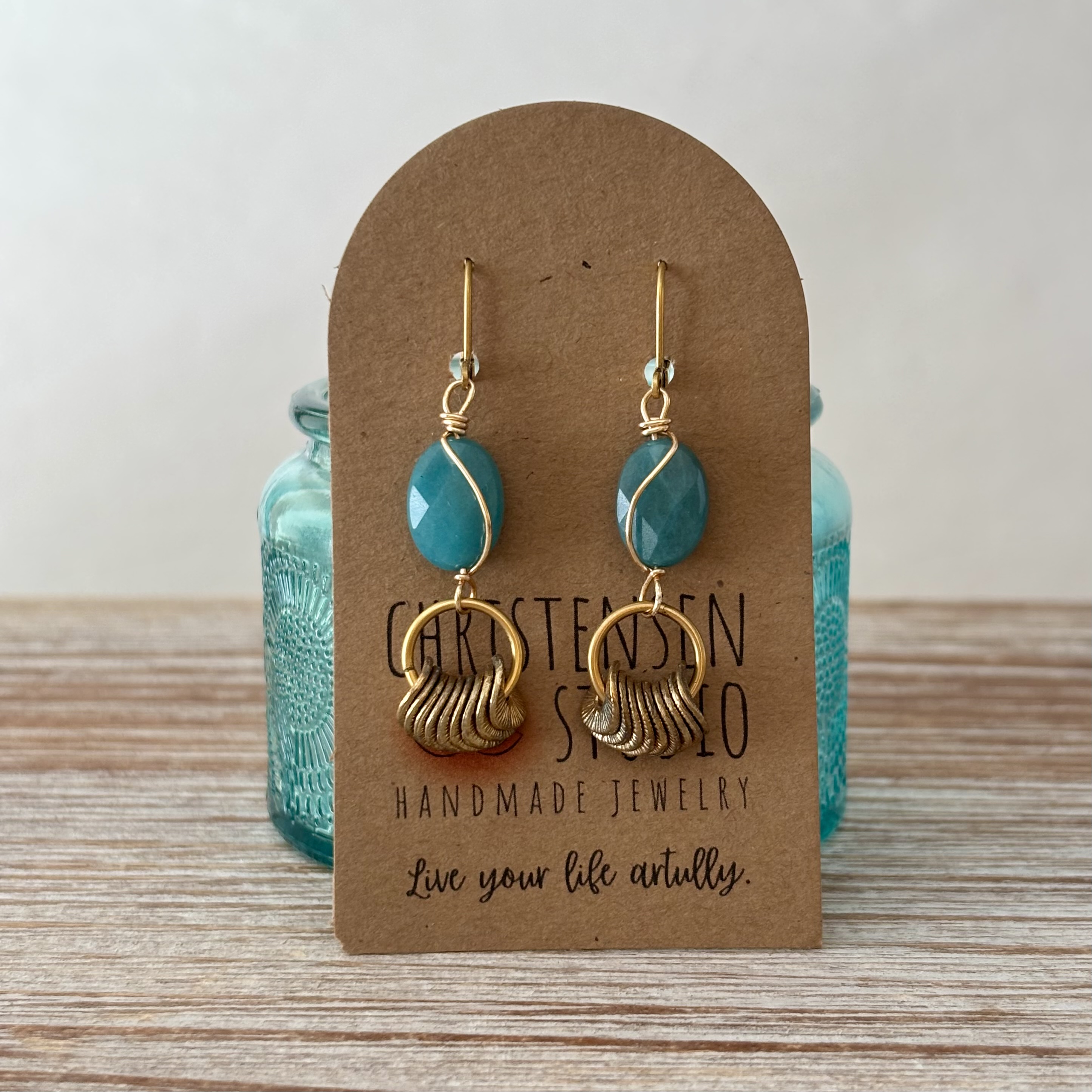 Handwrapped Wire and Bead Earrings