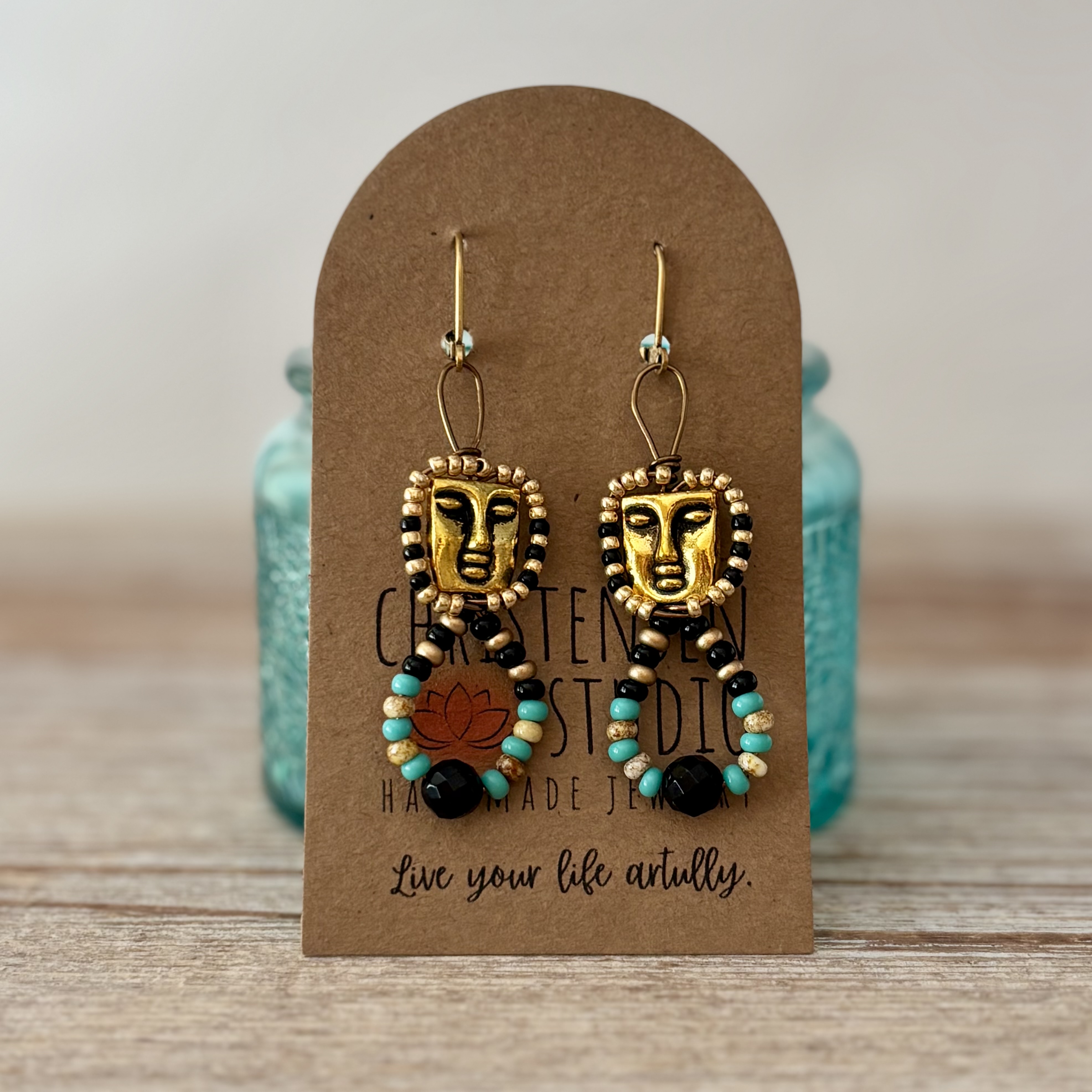 Handwrapped Wire and Bead Earrings