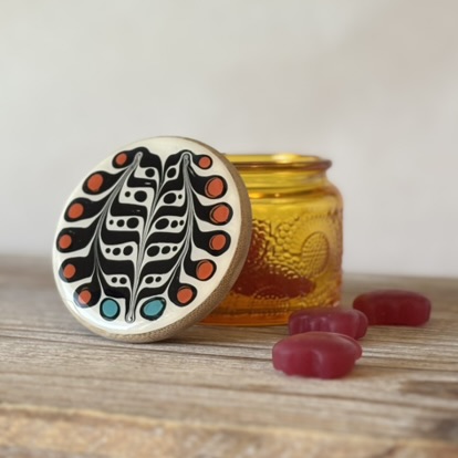 Handpainted Secret Stash Jar - Tribal Drum Pattern
