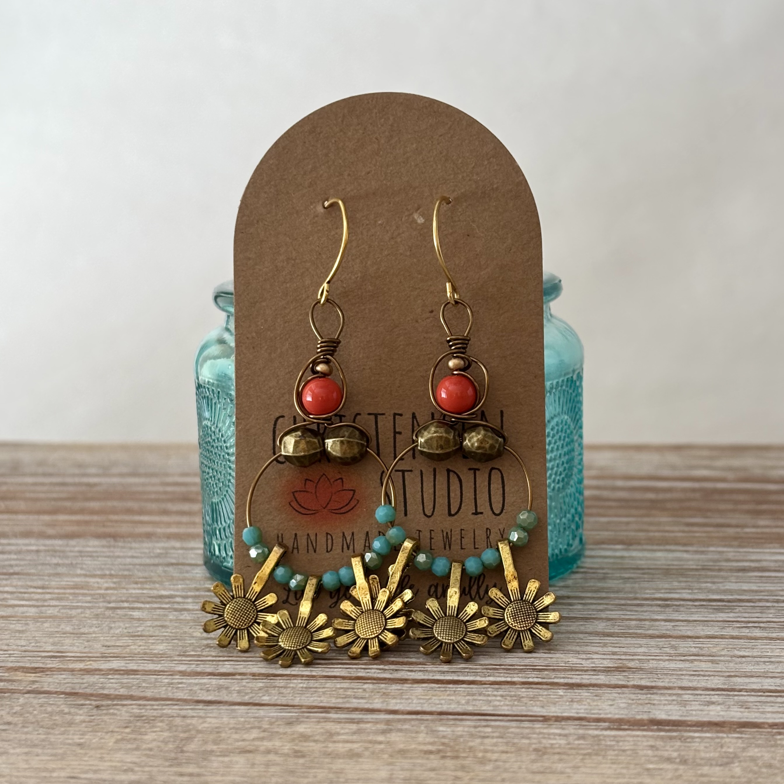 Handwrapped Wire and Bead Earrings