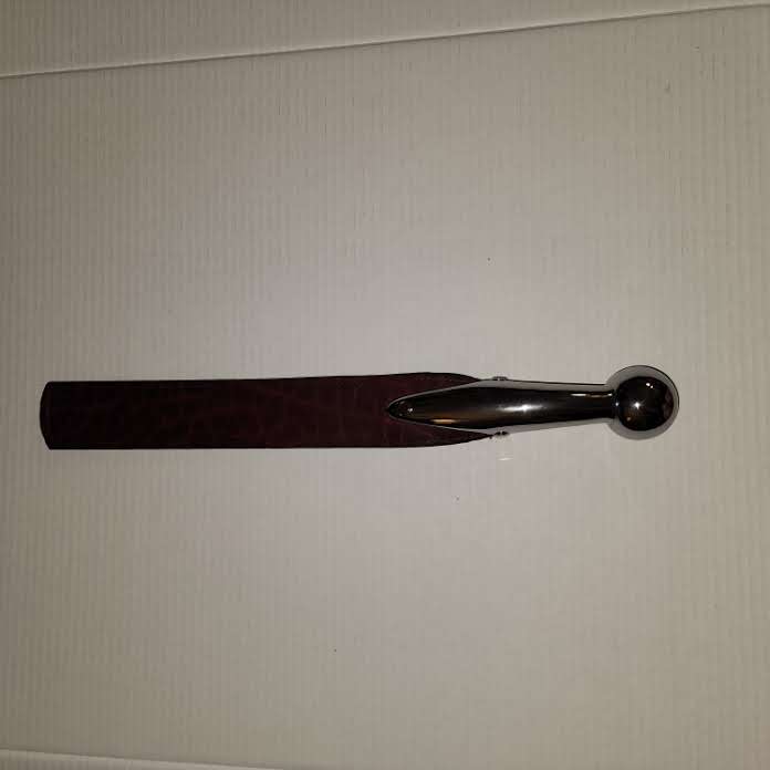 Black cherry bison leather slapper with silver haim handle