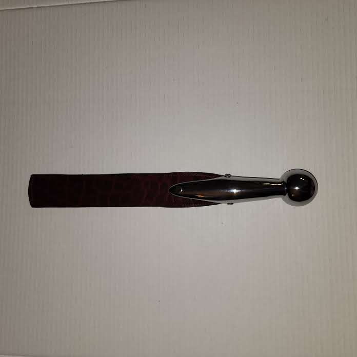 Black cherry bison leather slapper with silver haim handle