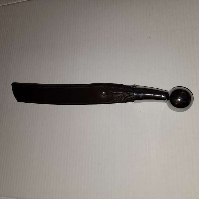 Black cherry bison leather slapper with silver haim handle