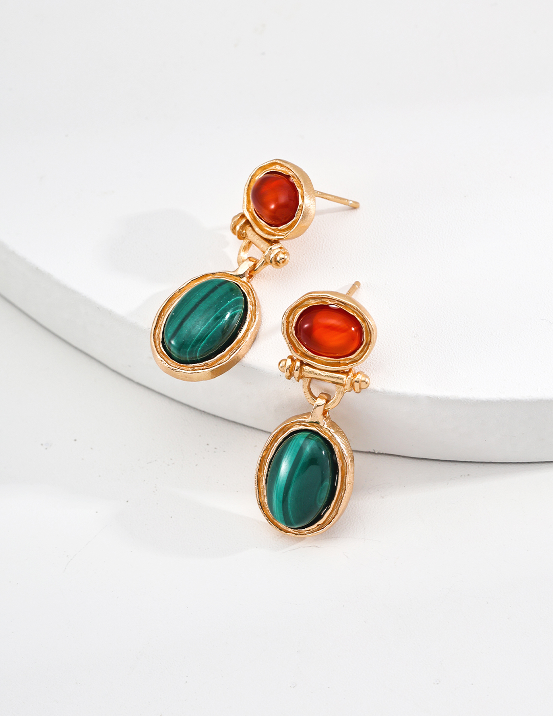 Malachite and Red Agate Earrings