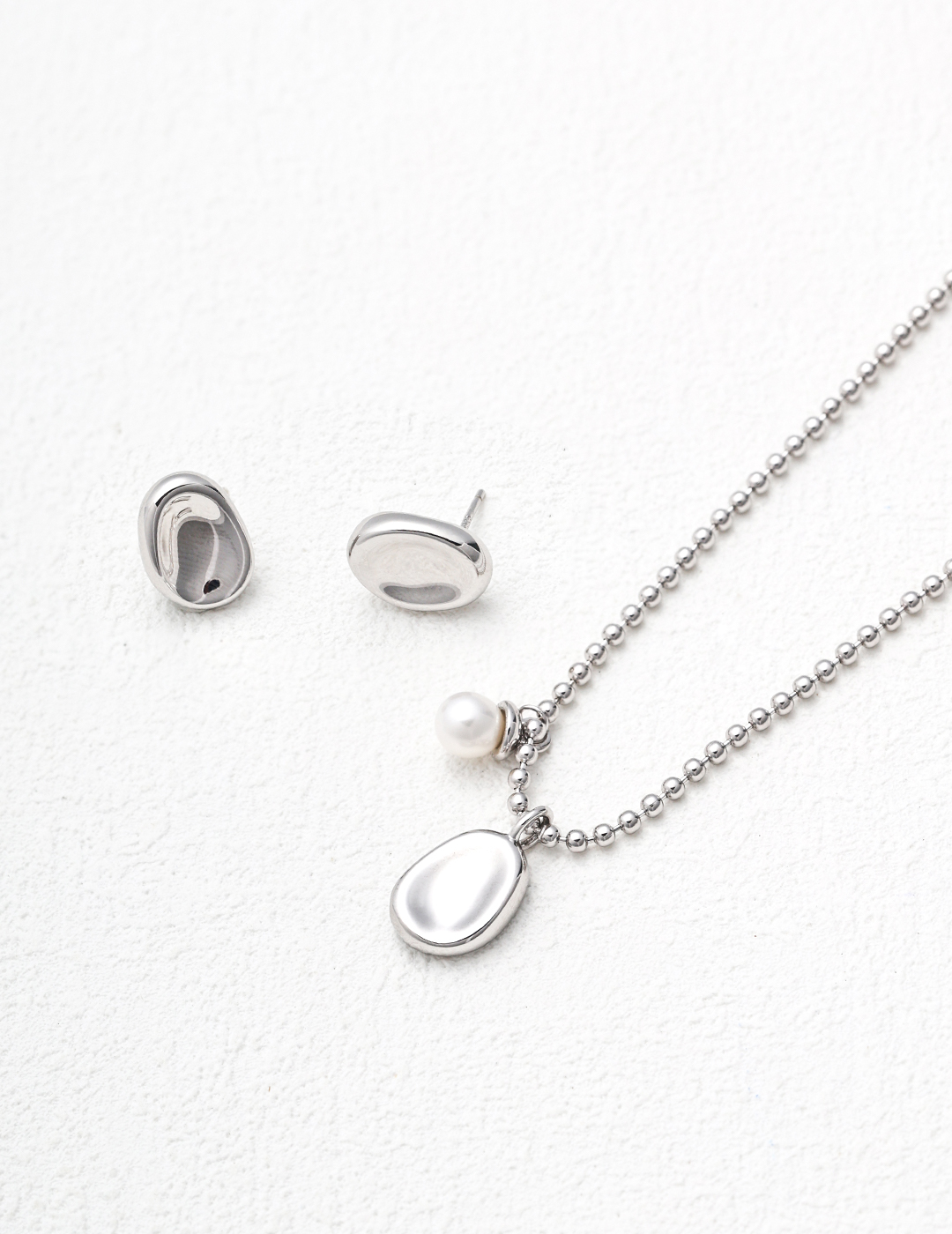 Sterling Silver Earrings / Pearl Necklace