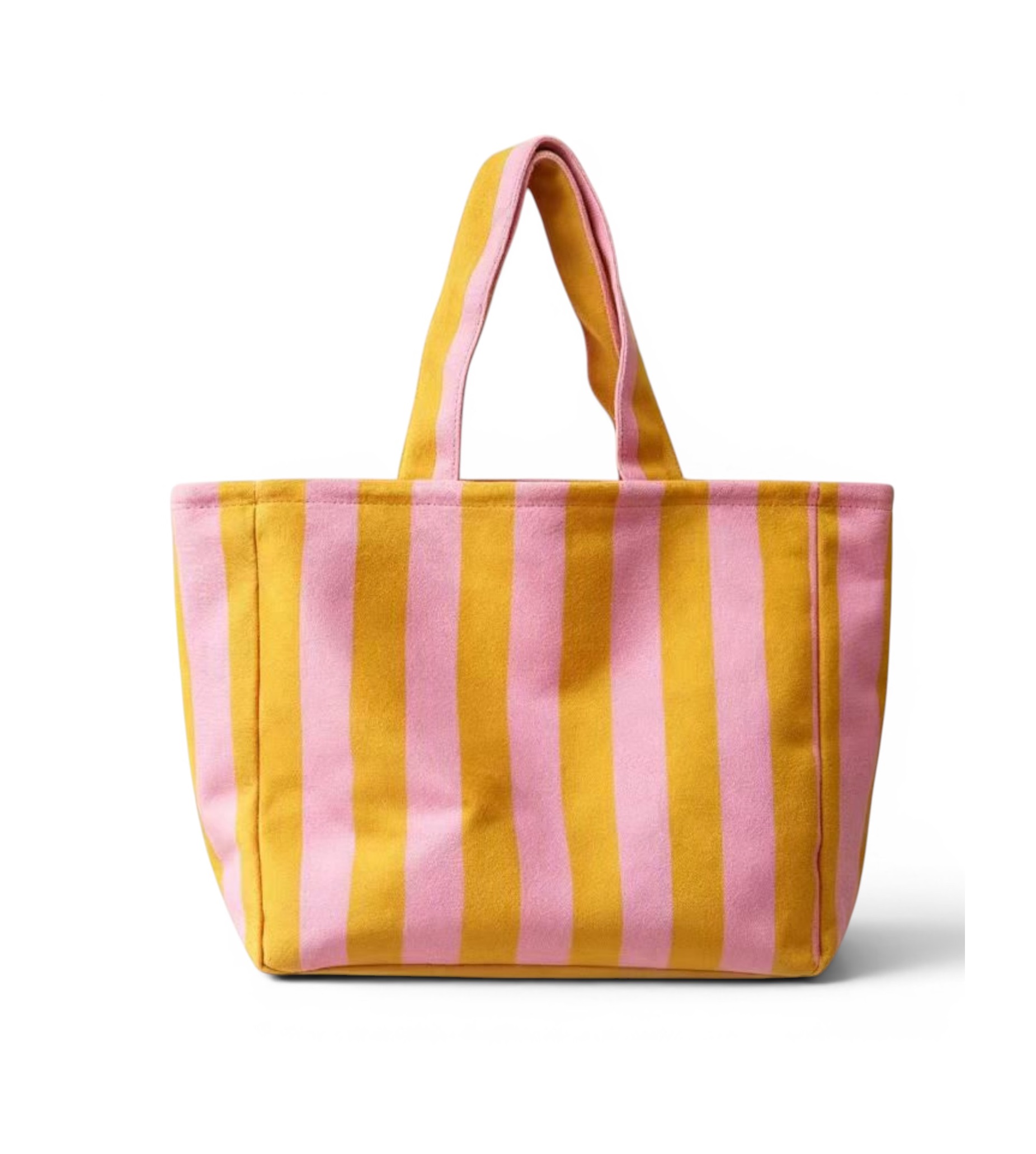 Pink & Yellow Striped Tote Bag