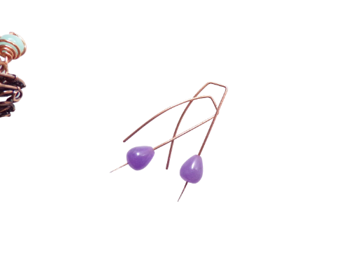 Lavender Jade Minimal Earrings. Simple yet elegant hammered wire earrings go with jeans, office wear, or dress-up. Handmade in the USA.