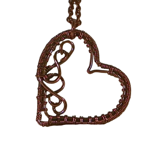 Handmade Copper Filigree Heart, Romantic Wire Weave Can be Worn as a Pendant or used on a Decorative Bookmark