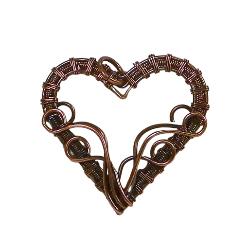 Sweet Copper Filigree Heart, Oxidized Wire Weave Can be Worn as a Pendant or used as a Decorative Bookmark Charm on a Favorite Romance Novel