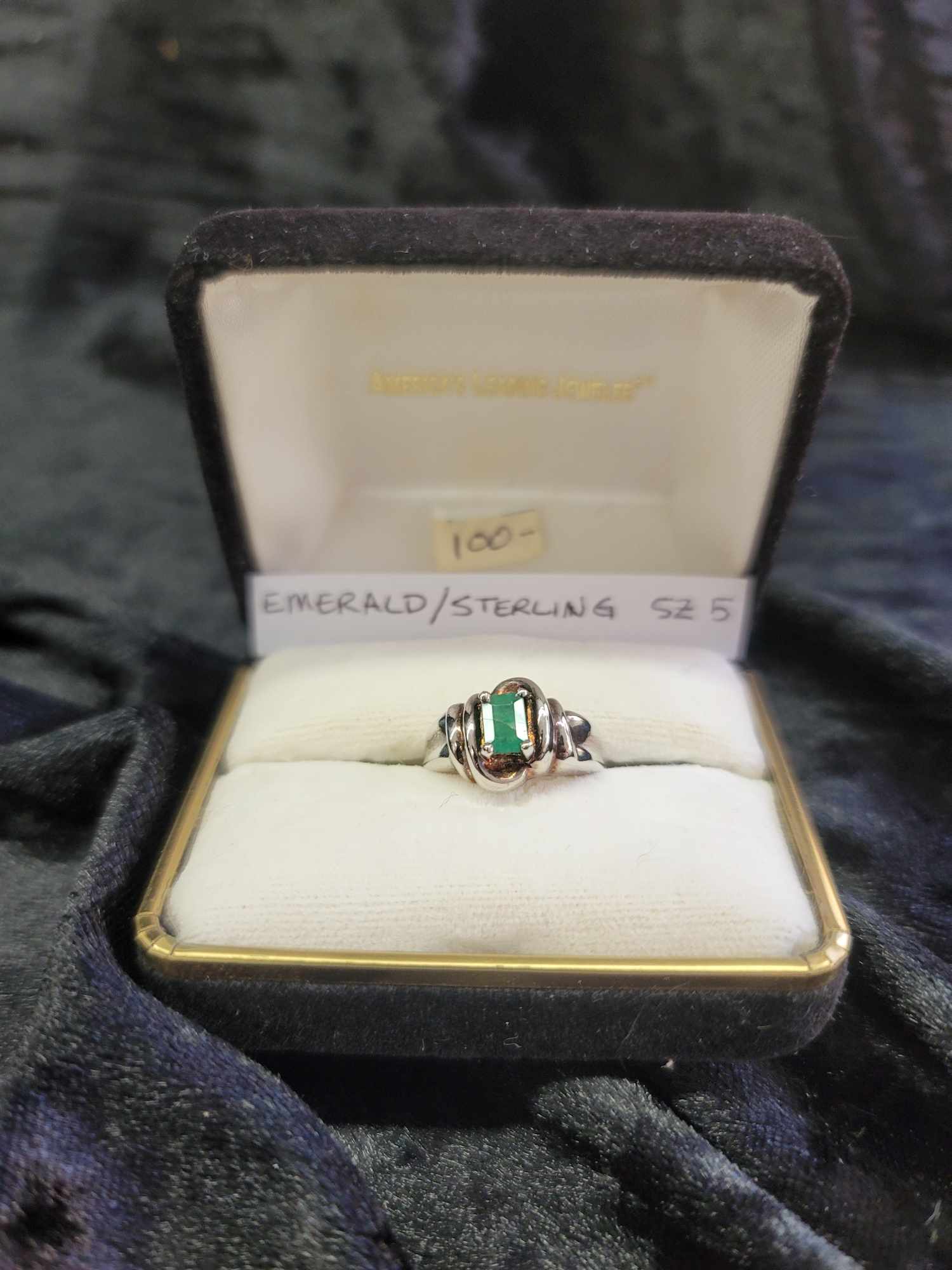 Emerald and Sterling Silver Ring