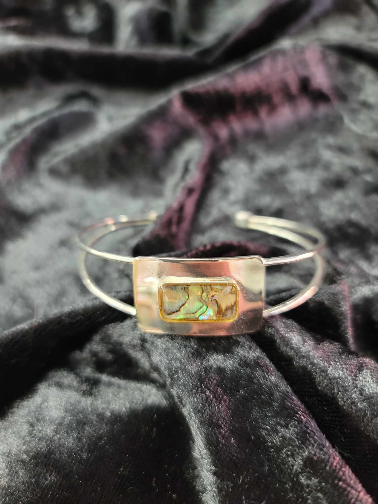 Sterling Silver Bracelet with Abalone Inlay