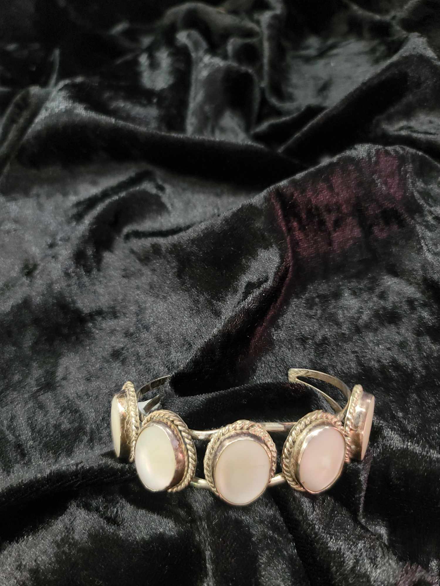Vintage Sterling Silver and Mother of Pearl Bracelet