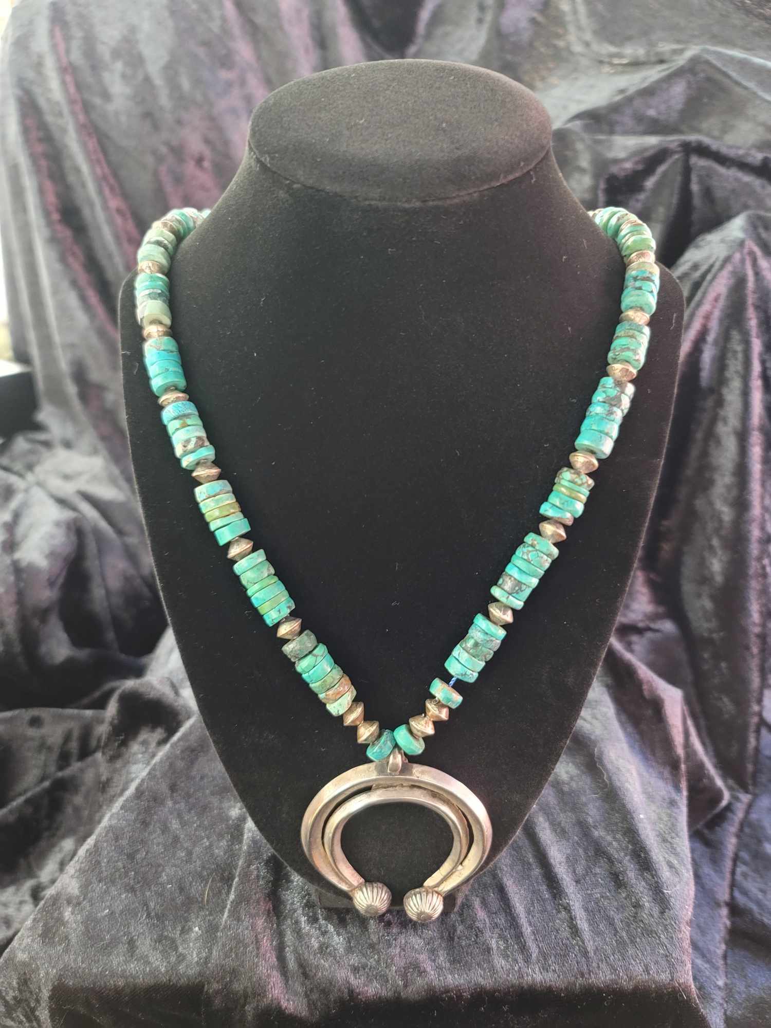 Turquoise and Handmade Sterling Beads Necklace