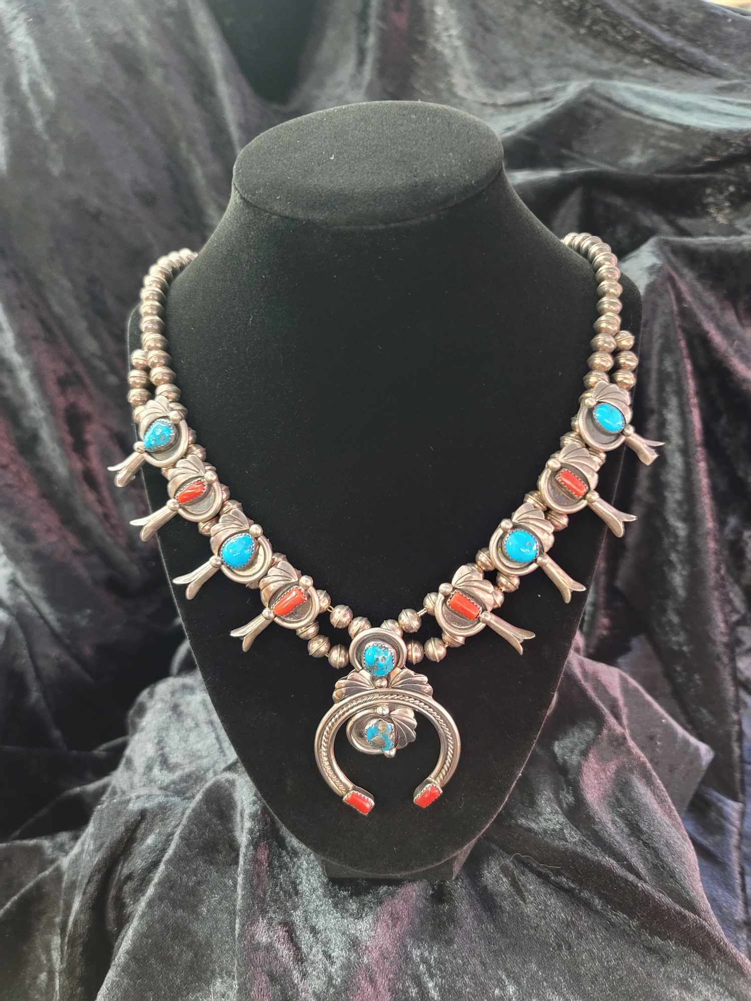 Vintage Turquoise and Red Coral Necklace