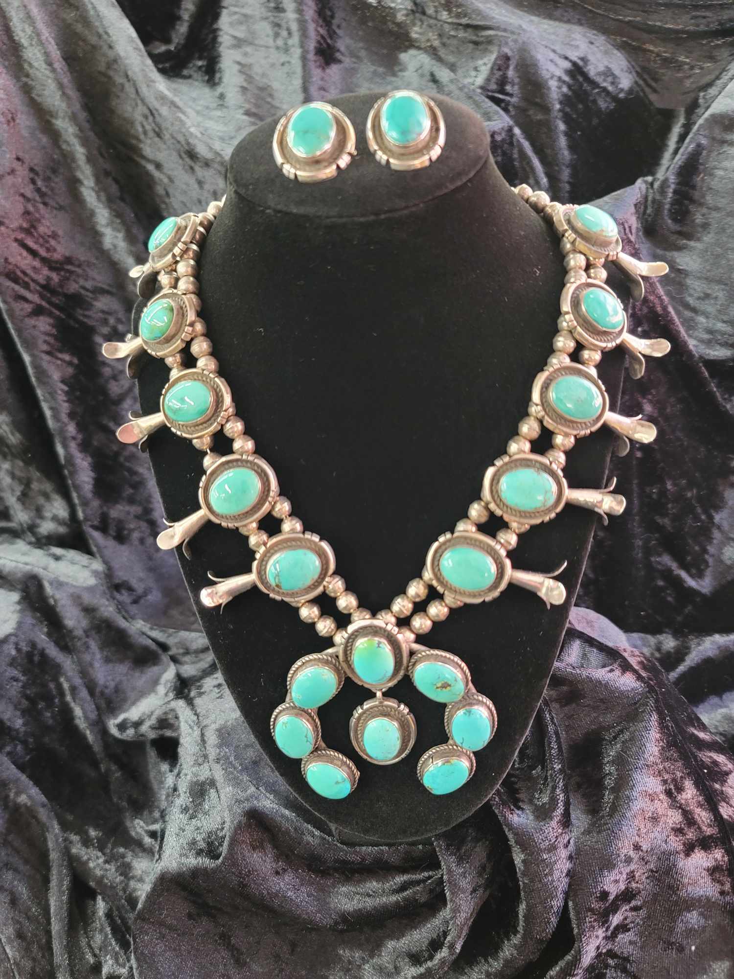 JJ Sterling Signed Squash Blossom Set