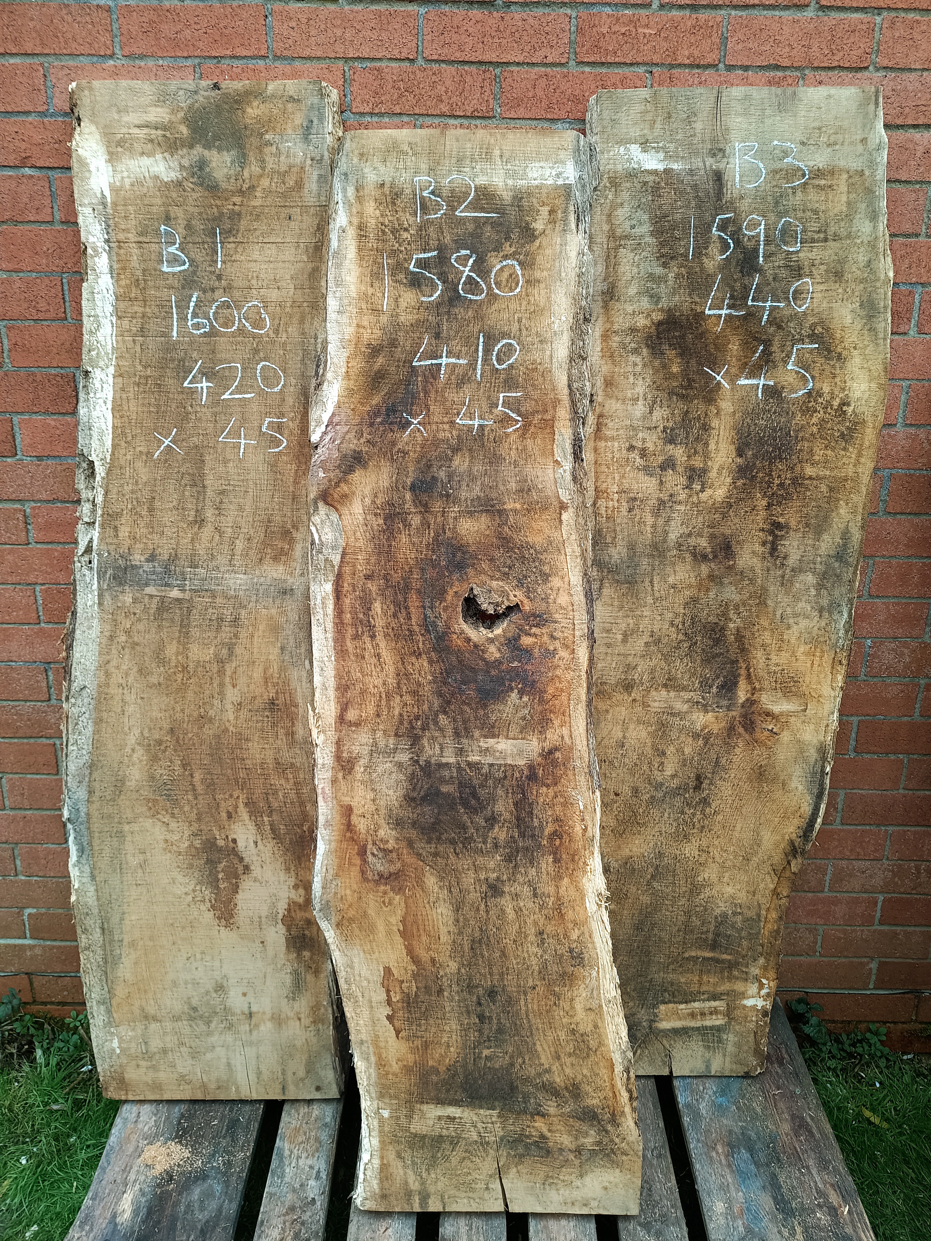 Oak Live / Waney Edge Wide Boards x 3 Air Dried Timber - Batch B