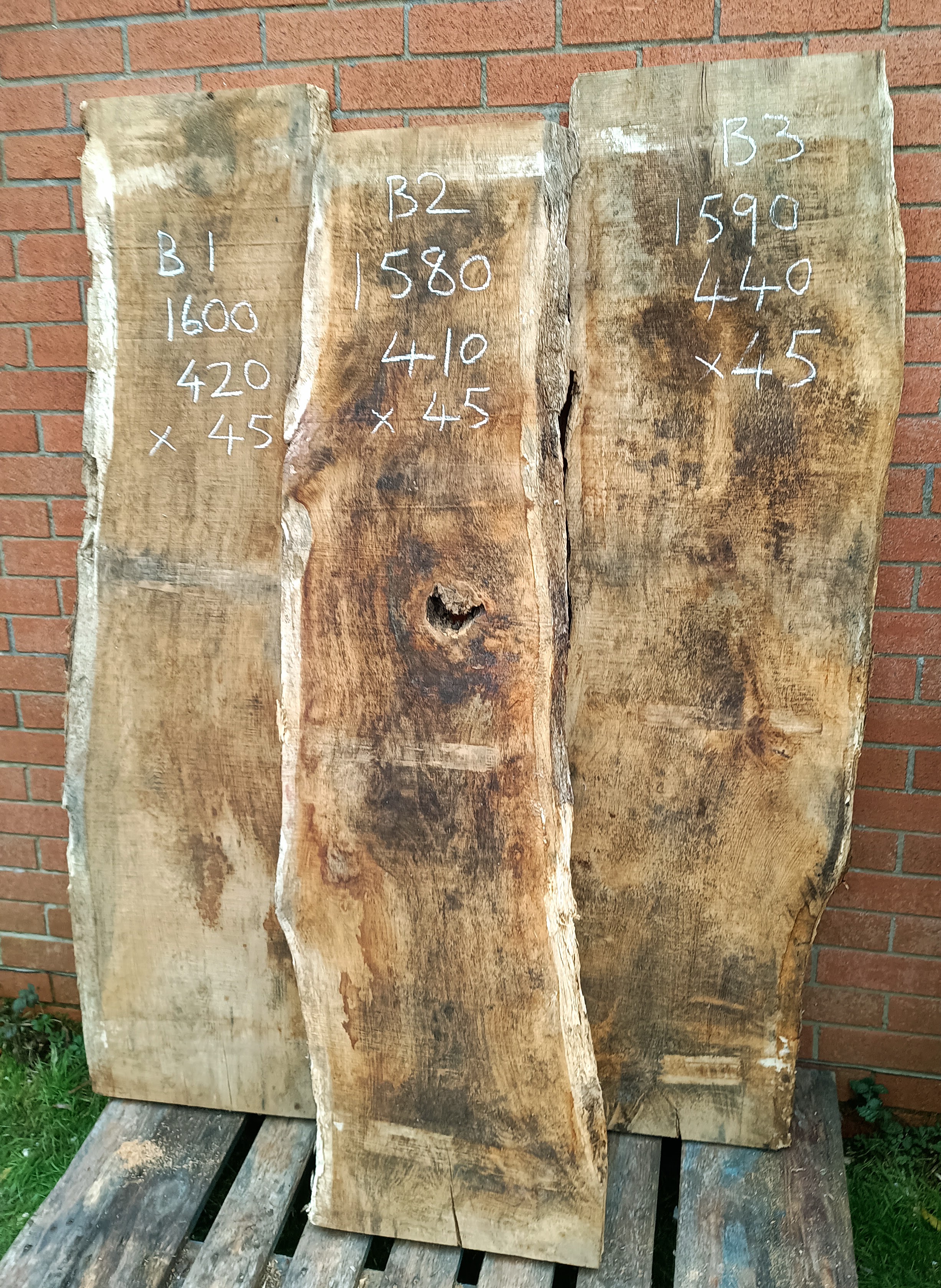 Oak Live / Waney Edge Wide Boards x 3 Air Dried Timber - Batch B