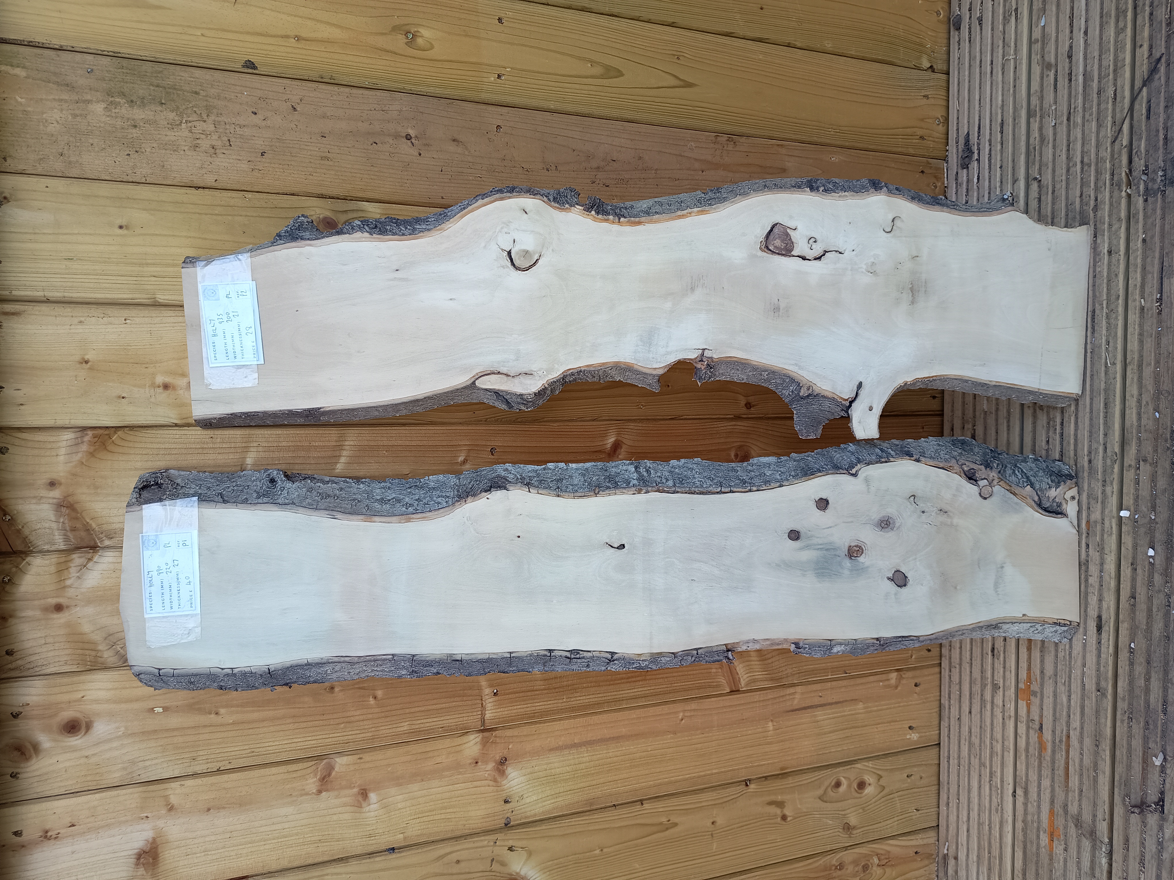 Holly Live Edge Wood Slabs - Planed & Air Dried - Batch P