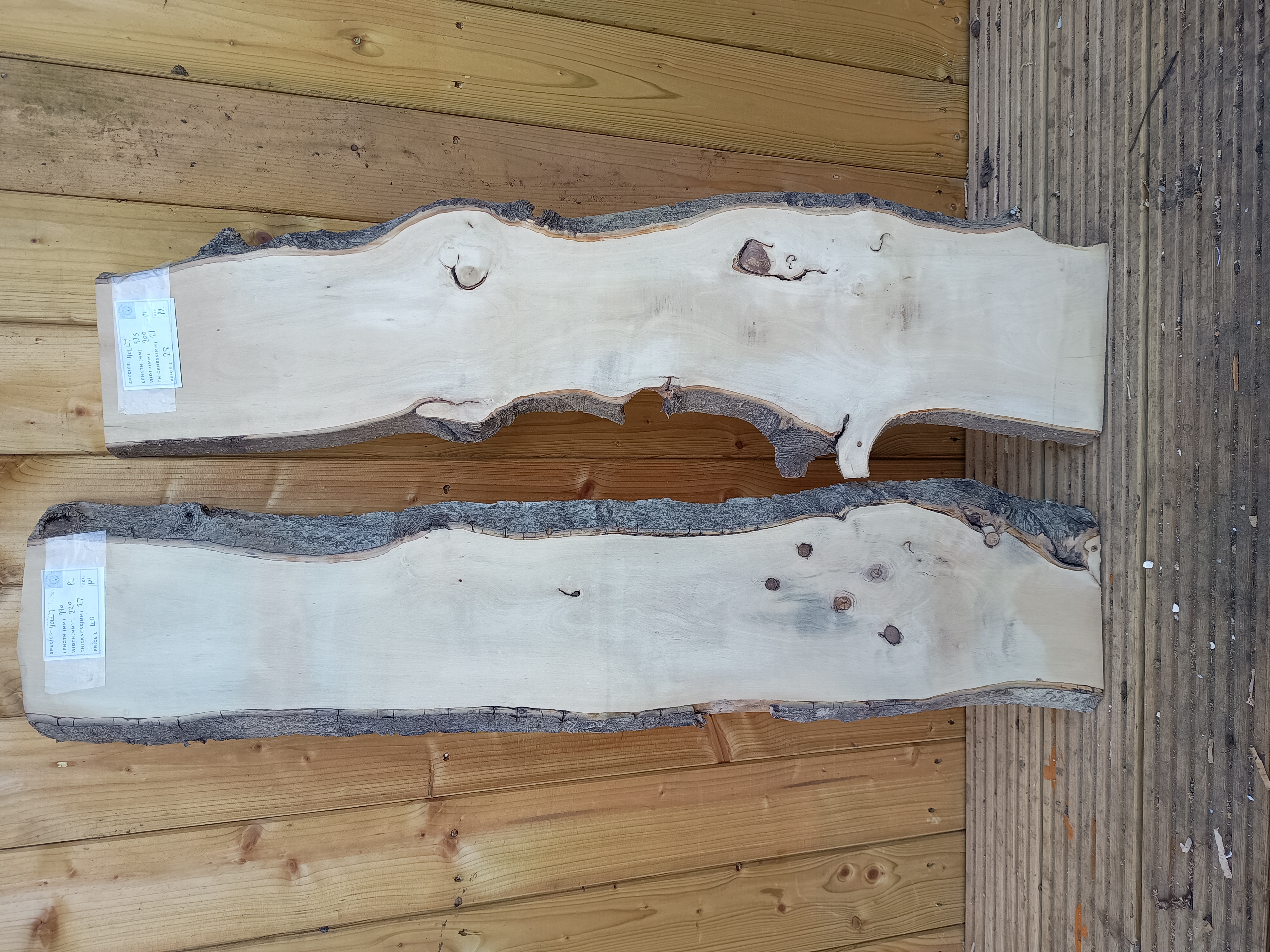 Holly Live Edge Wood Slabs - Planed & Air Dried - Batch P