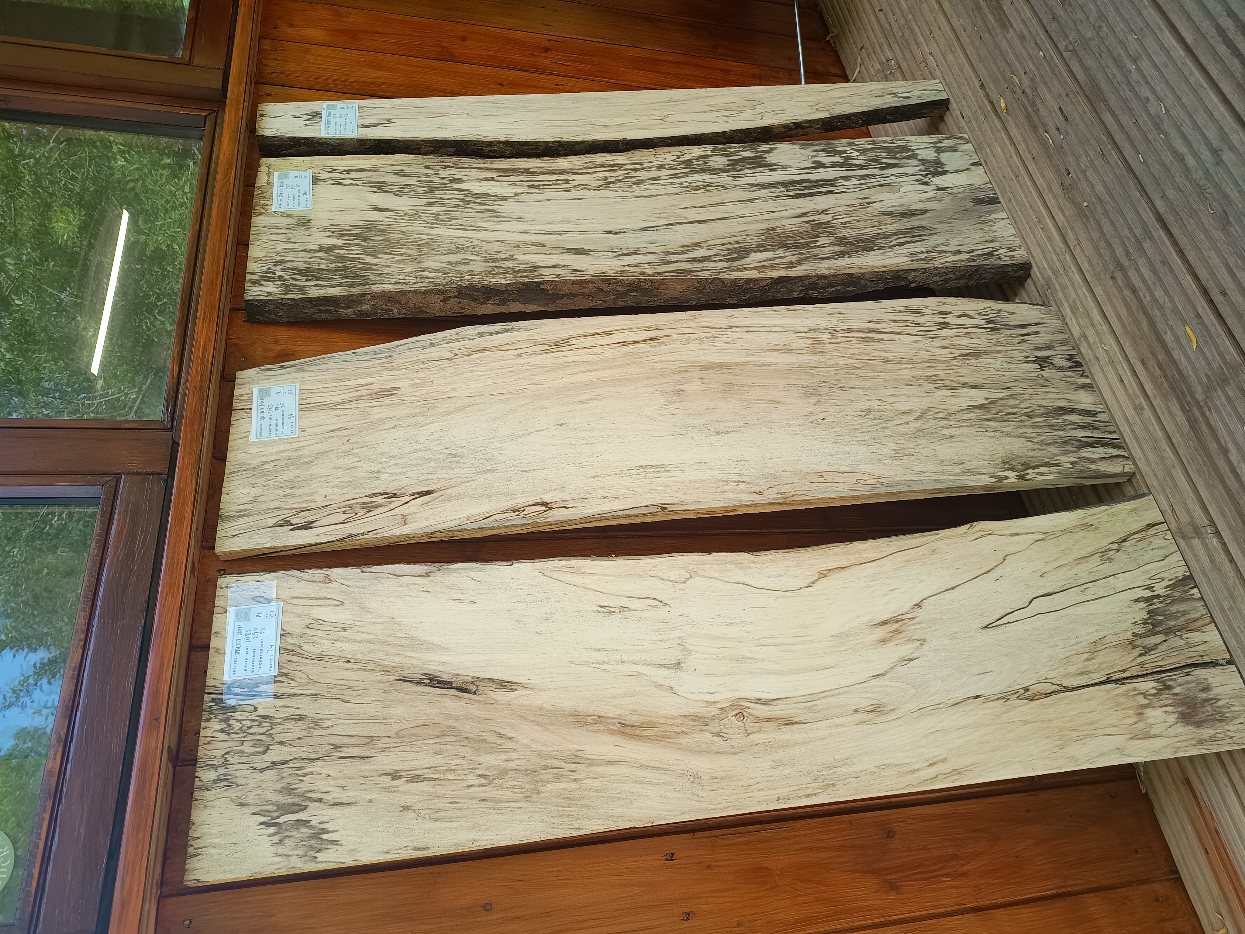 Spalted Beech Live & Square Edge Slabs Planed Hardwood Boards - Batch G - Air Dried Timber