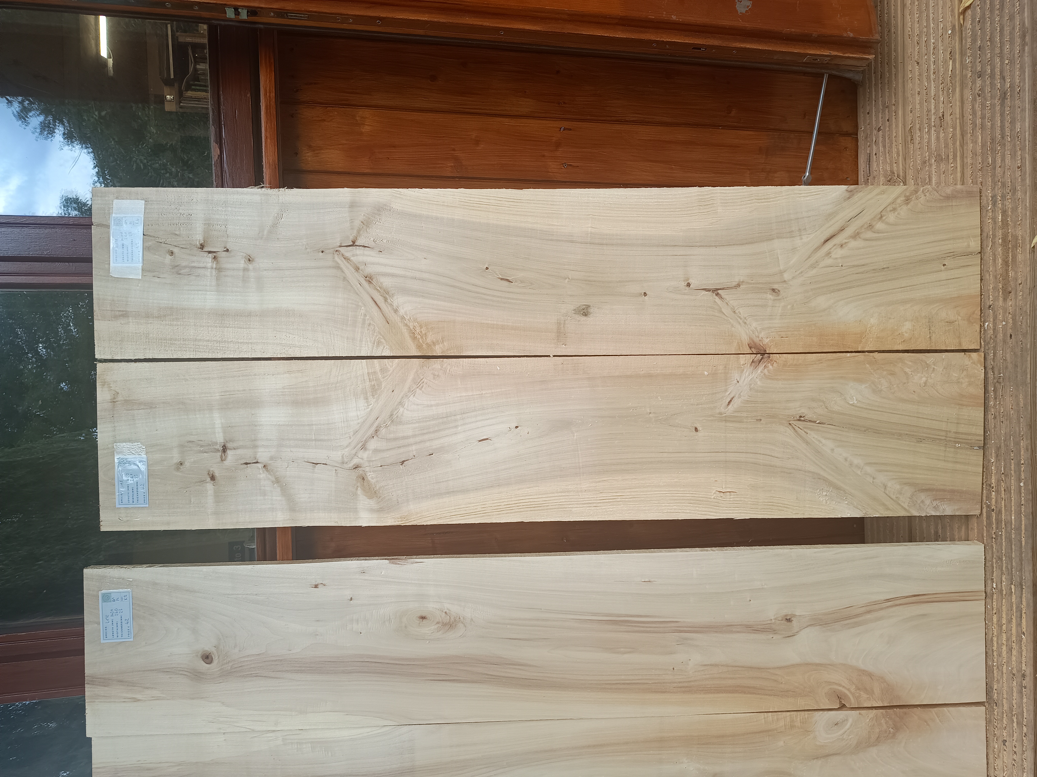 Bookmatched Pairs of English Lime Wood Planks - Air Dried Timber - Batch K